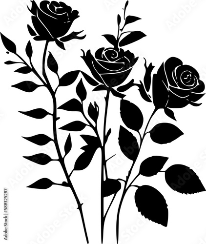 Roses | Minimalist and Simple Silhouette - Vector illustration