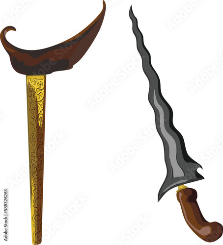 Keris Javanese Indonesia Traditional Blade Vector Weapon