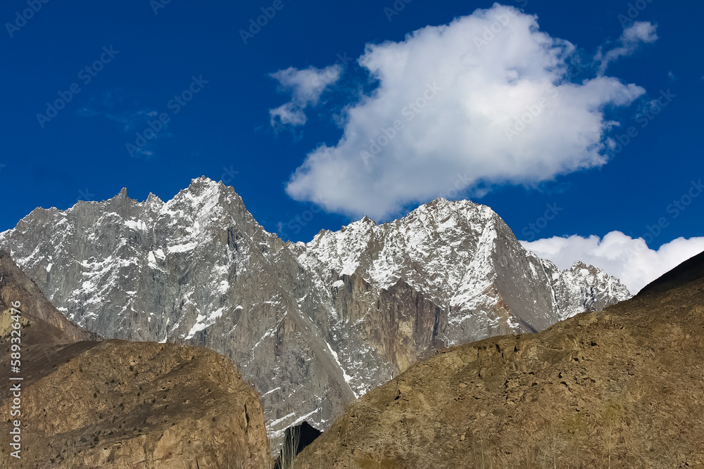 landscape with blue sky Karakoram Mountain Ranges 