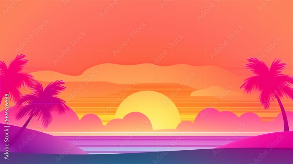 Generative AI sunset on the beach