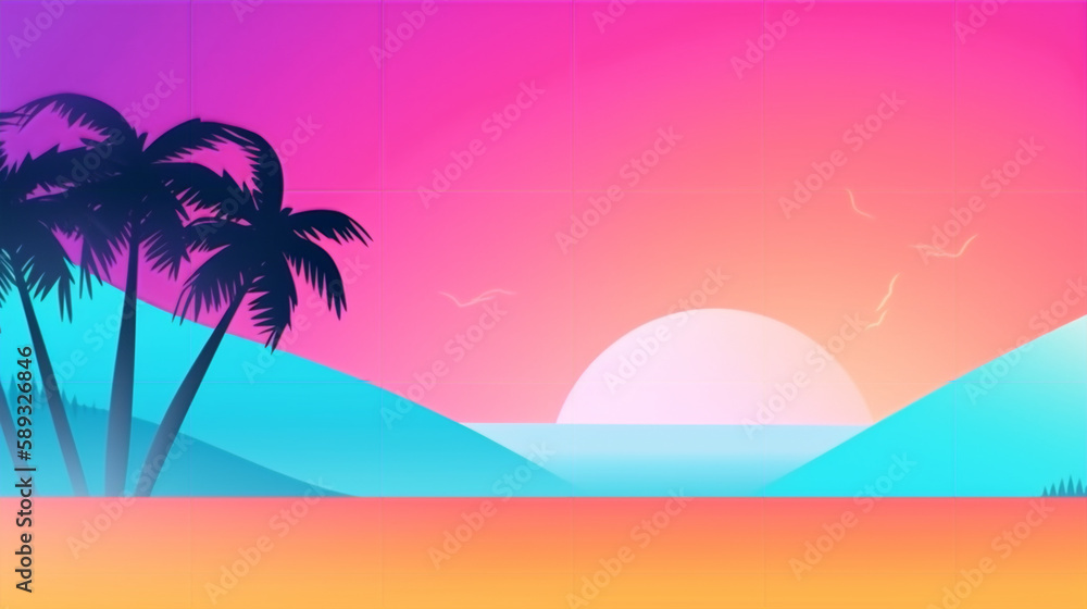 Generative AI sunset on the beach