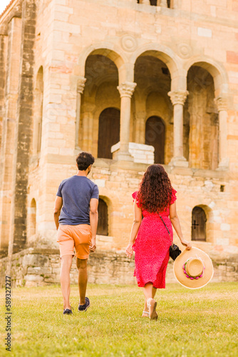 Unrecognizable mid adult couple together. adventure portrait relationship in Asturias Oviedo.