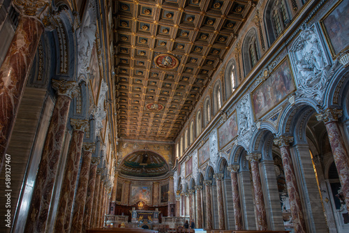 Interior of the basilica San Marco Evangelista al Campidoglio , located in piazza Venezia, next to Palazzo Venezia.