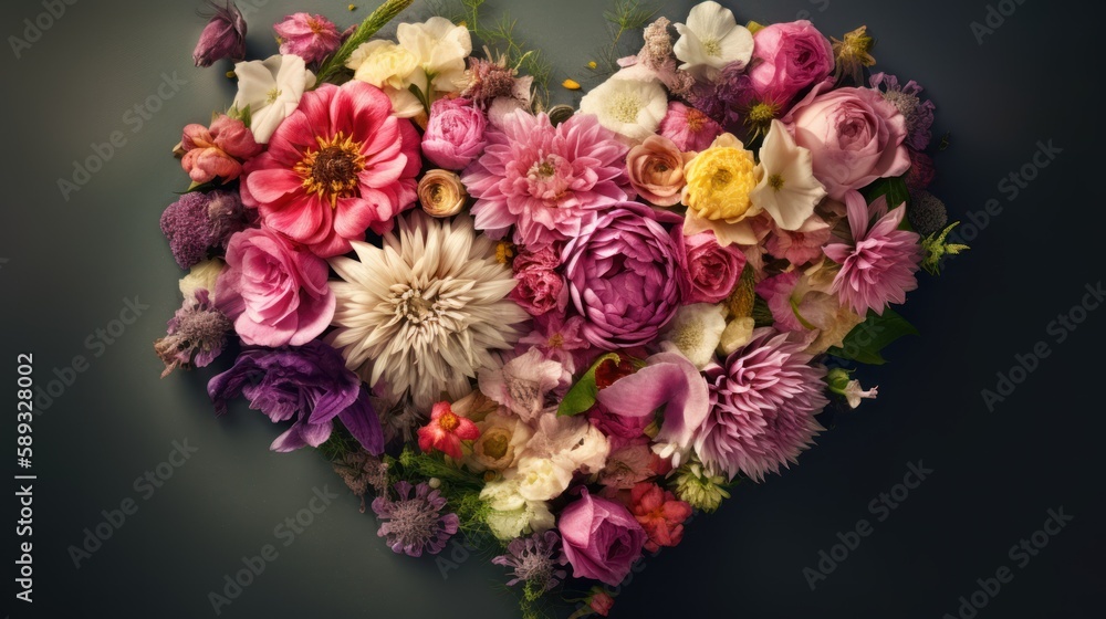 Mother's Day or Women's Day card with a flower shaped heart and copy space, Generative AI Mother's Day or Women's Day card with a flower shaped heart and copy space, Generative AI