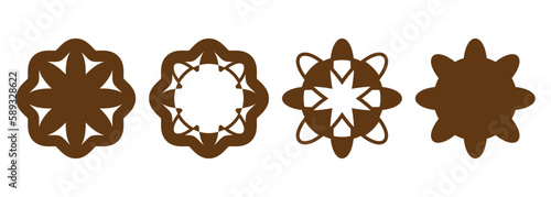 Floral icons are perfect for any design project. The set includes different flowers. Geometric shapes incorporating floral elements. Vector illustration.