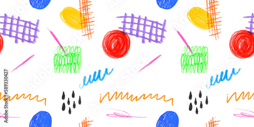 Canvas Print Colorful children pencil doodle seamless pattern