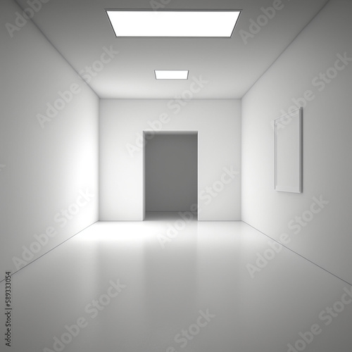 Image of an empty room with a white background, Generative Ai