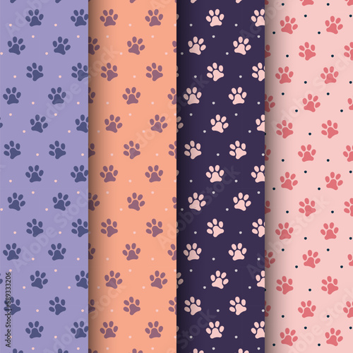 Pastel Colors Pattern With Pet Marks. Collection For Package, Textile, Backdrop. Vector Illustration