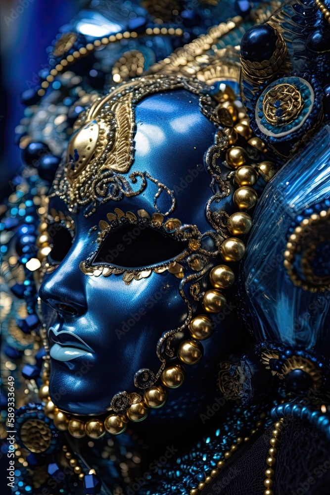 Mystery and Fantasy in Golden Decor: A Close Look at a Super Fashion Carnival Costume in Rio: Generative AI
