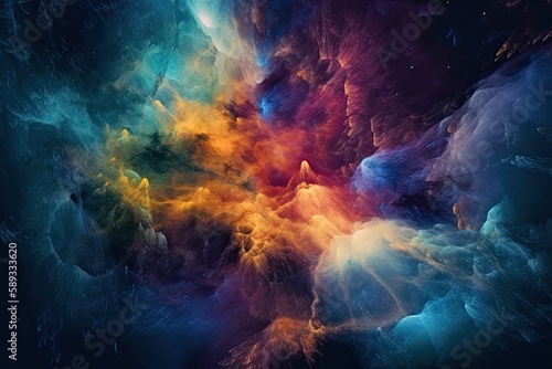 Exploring a Multicolored Nebula: A Journey Through the Universe's Cosmic Skies. Generative AI