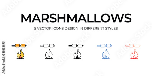 Marshmallows Icon Design in Five style with Editable Stroke. Line, Solid, Flat Line, Duo Tone Color, and Color Gradient Line. Suitable for Web Page, Mobile App, UI, UX and GUI design.