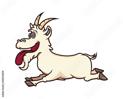 Crazy Goat with Sticking Its Tongue Out Gesture visualized with Simple Illustration