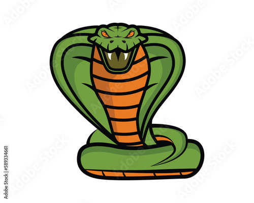 Green Snake Front View visualized with Simple Illustration