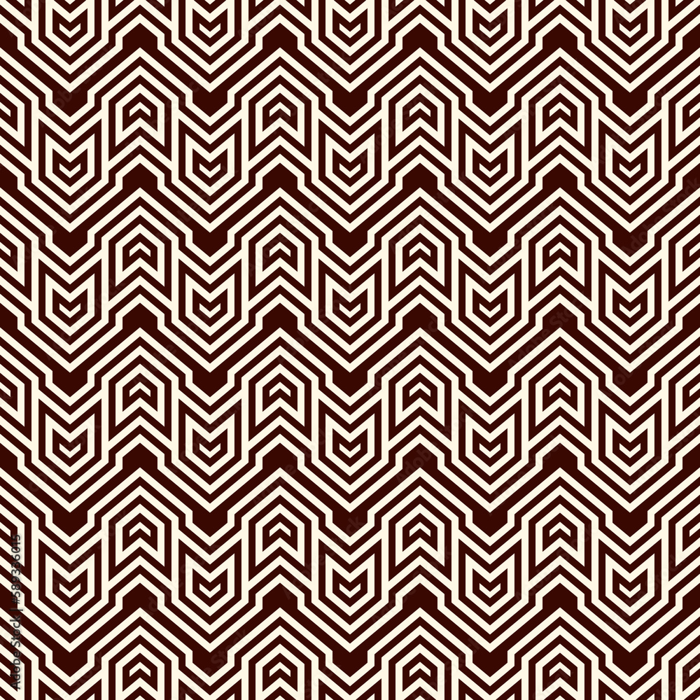 Seamless surface pattern design with arrows and pointers. Repeated chevrons wallpaper. Zigzag lines.