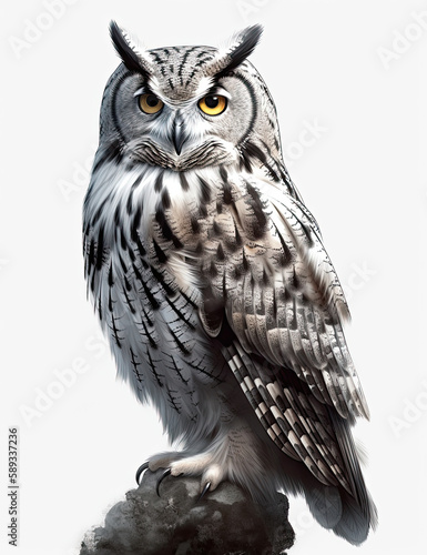 Realistic owl illustration  graphical resource for logo design  graphic design  t shirt design and more. Generative AI
