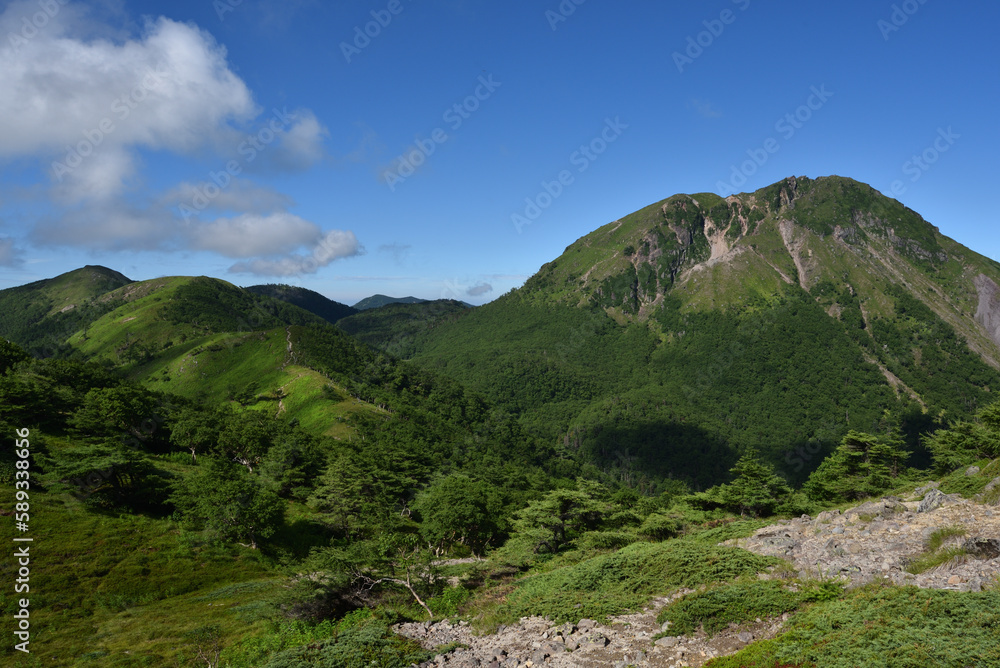 Naklejka premium Mountain climbing in summer season