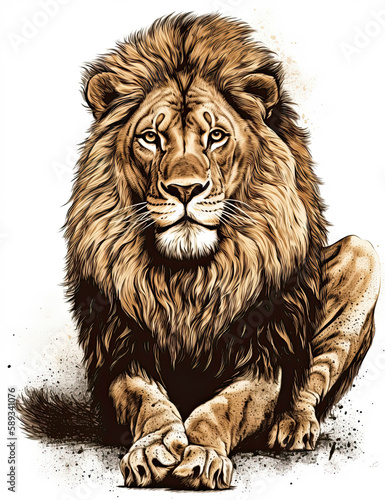Lion Illustration  realistic  graphical resource for logo design  posters  t shirts  graphic design. Generative AI