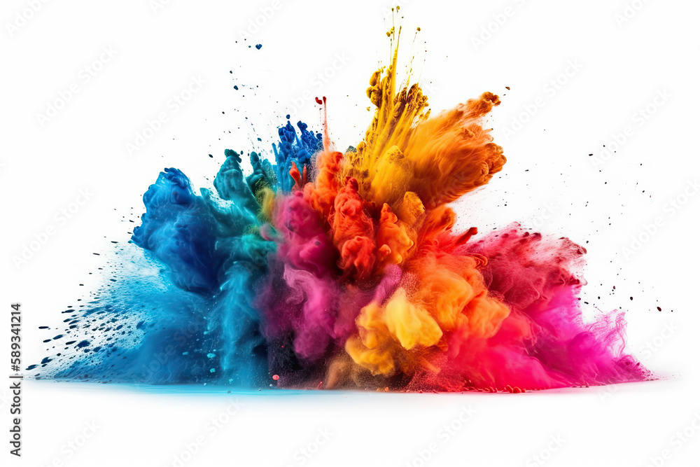 Fototapeta premium Rainbow Colored Spatter Powder Isolated on a White Background