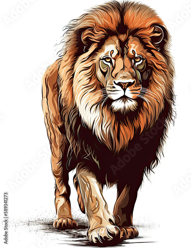 Lion Illustration  realistic  graphical resource for logo design  posters  t shirts  graphic design. Generative AI