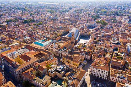 Panoramic aerial view of ancient Padua downtown on sunny autumn day, Italy..