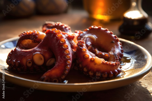 Polvo à Lagareiro - A Flavorful Octopus Dish. Generative Ai photo