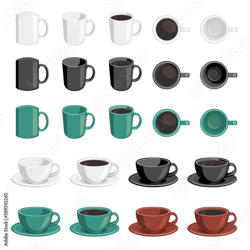 Variety Set of Coffee and Tea Mugs and Cups