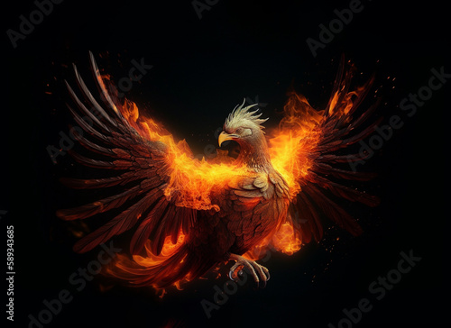 Phoenix bird on dark background