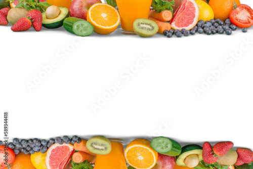 Deluxe fruits background. Studio photography different fruits isolated on transparent background.