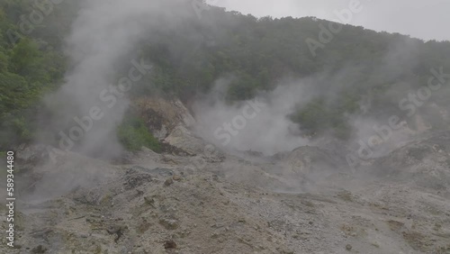 Approaching rising steam in Sulphur Springs St. Lucia
