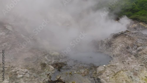Pools of mud bubble at Sulphur Springs St. Lucia