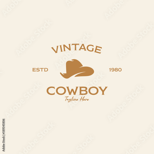 Vector cowboy hat logo design concept illustration template idea