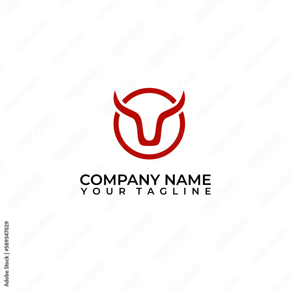 Red Bull head in circle logo design. Bull head outline logo concept. Vector logo template. Red Bull head in circle logo design. Bull head outline logo concept. Vector logo template.