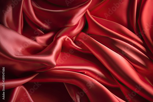 Soft Red Silk Satin Textile: A Generative Design for Clothes and Wallpaper: Generative AI