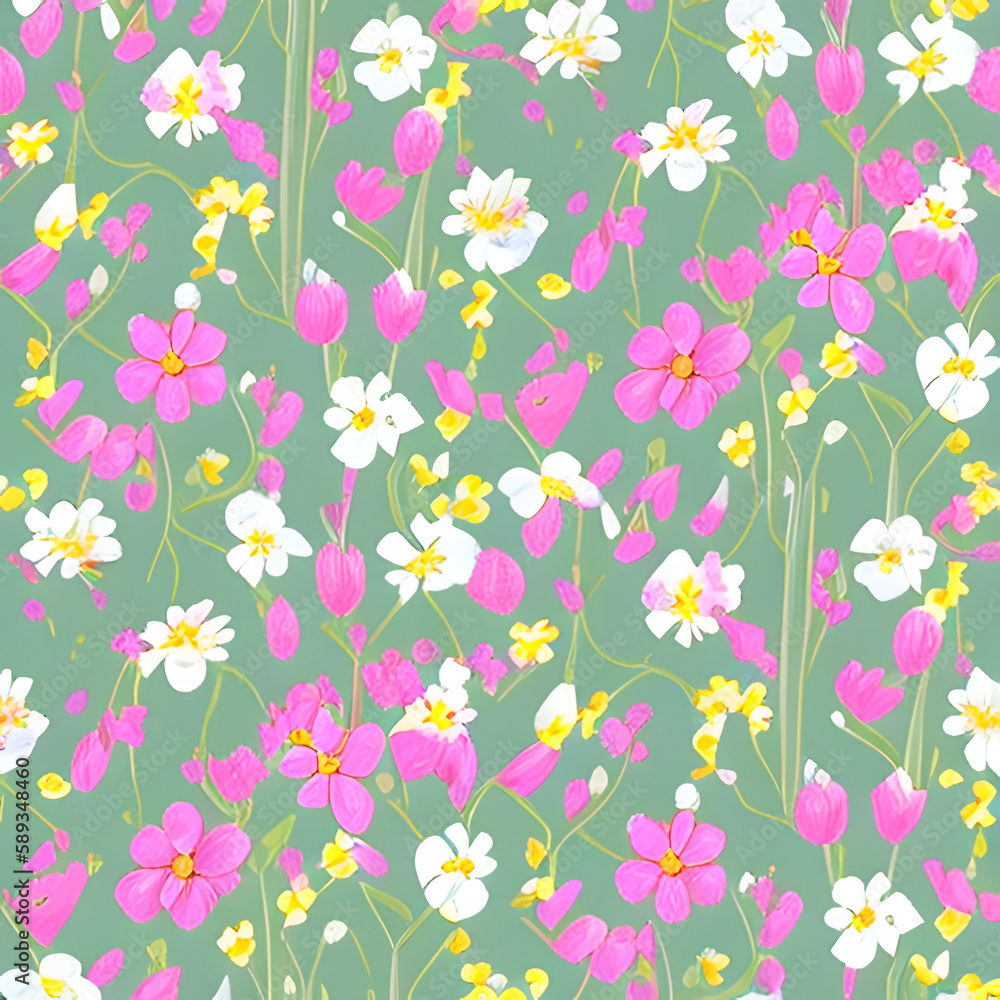 Seamless pretty floral pattern created with generative ai 