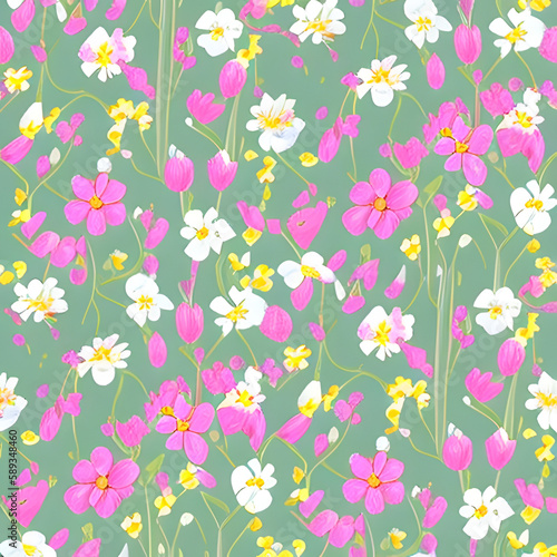 Seamless pretty floral pattern created with generative ai 