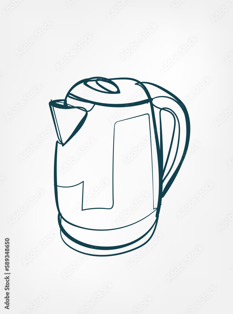 Electric kettle home stuff line art vector isolated contour one line isolated Electric kettle home stuff line art vector isolated contour one line isolated