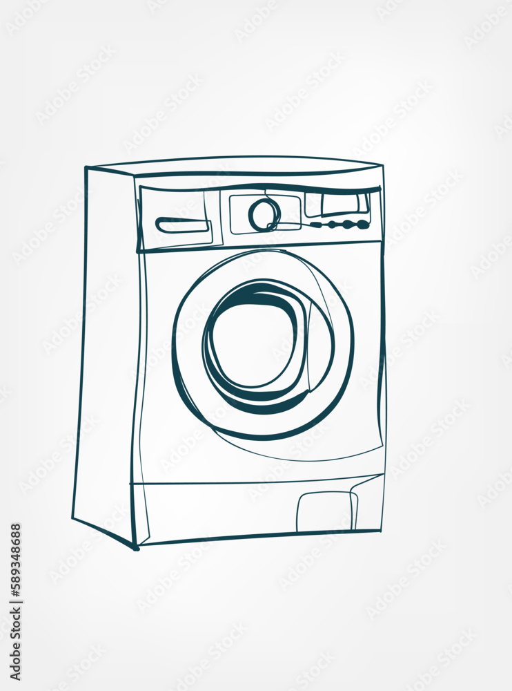 washing machine home stuff line art vector isolated contour one line isolated washing machine home stuff line art vector isolated contour one line isolated