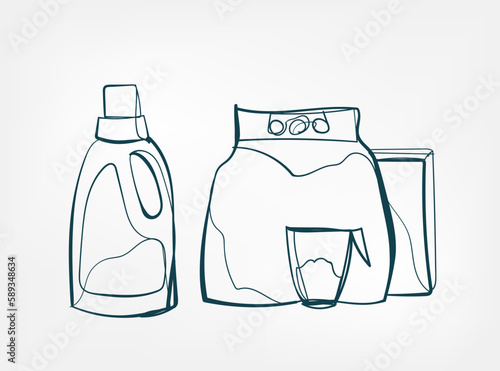 washing powder home stuff line art vector isolated contour one line isolated