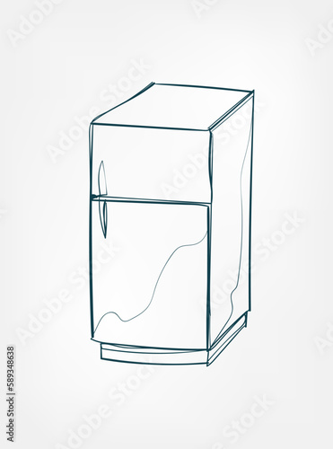 fridge home stuff line art vector isolated contour one line isolated