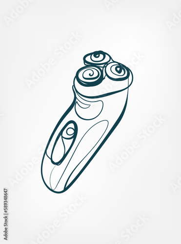 electric razor home stuff line art vector isolated contour one line isolated