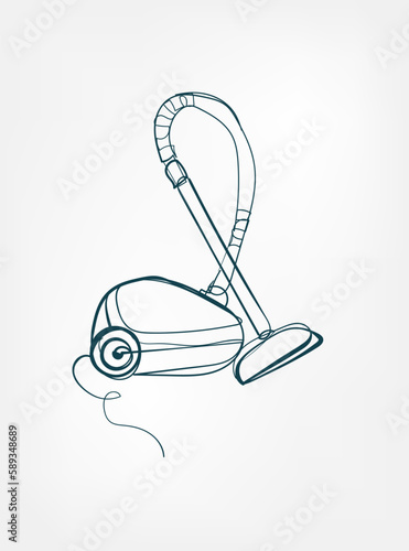 vacuum cleaner home stuff line art vector isolated contour one line isolated