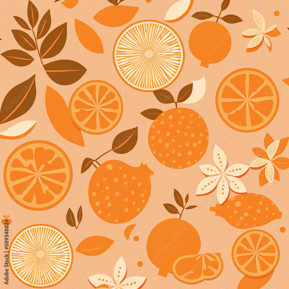 Ilustração de fundo pastel laranja padrão de fruta. Ilustração de fundo pastel laranja padrão de fruta.