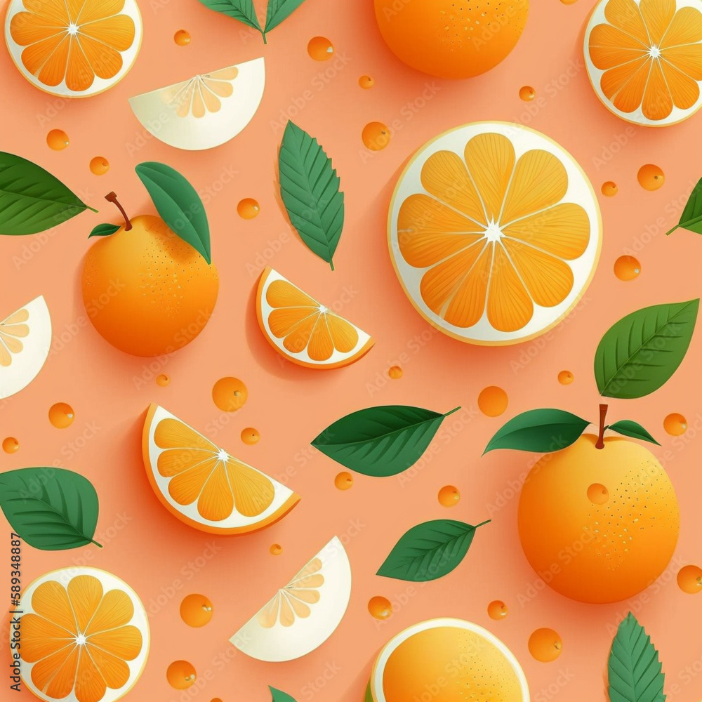 Ilustração de fundo pastel laranja padrão de fruta. Ilustração de fundo pastel laranja padrão de fruta.