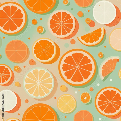 Ilustração de fundo pastel laranja padrão de fruta.