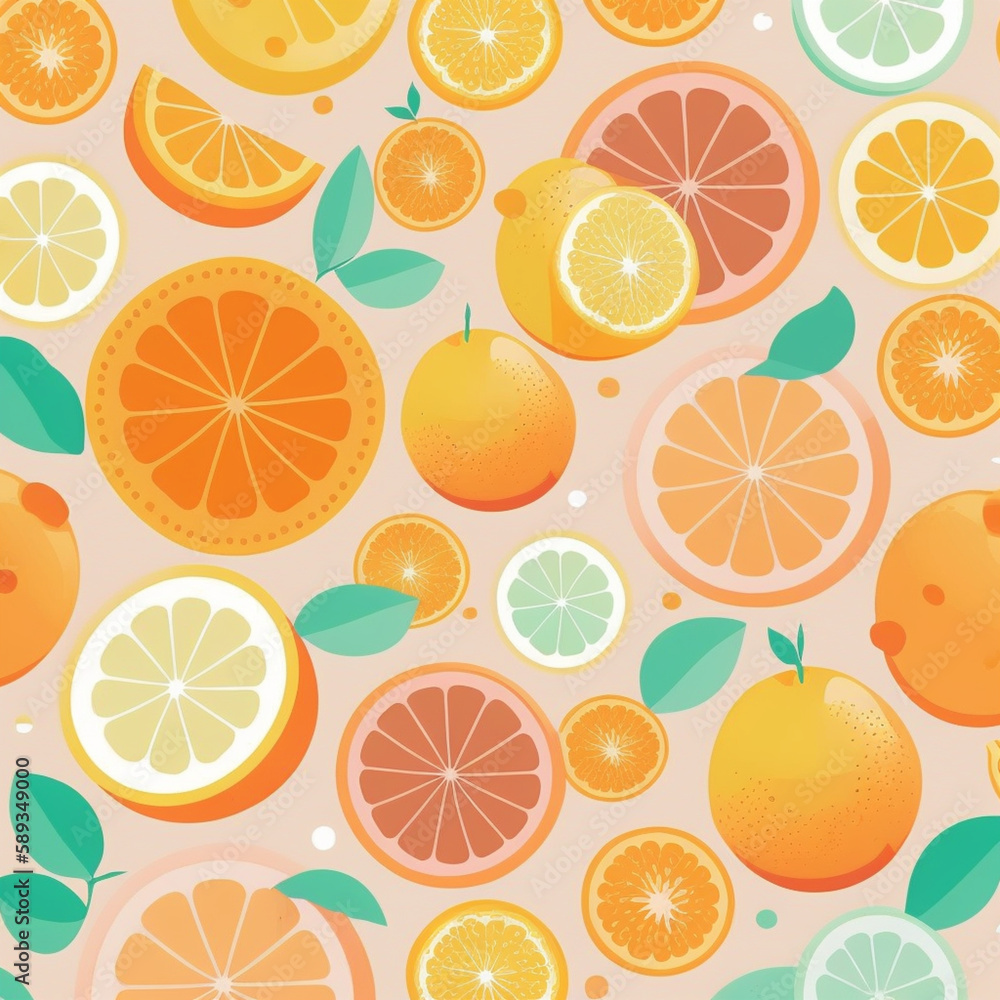 Ilustração de fundo pastel laranja padrão de fruta. Ilustração de fundo pastel laranja padrão de fruta.