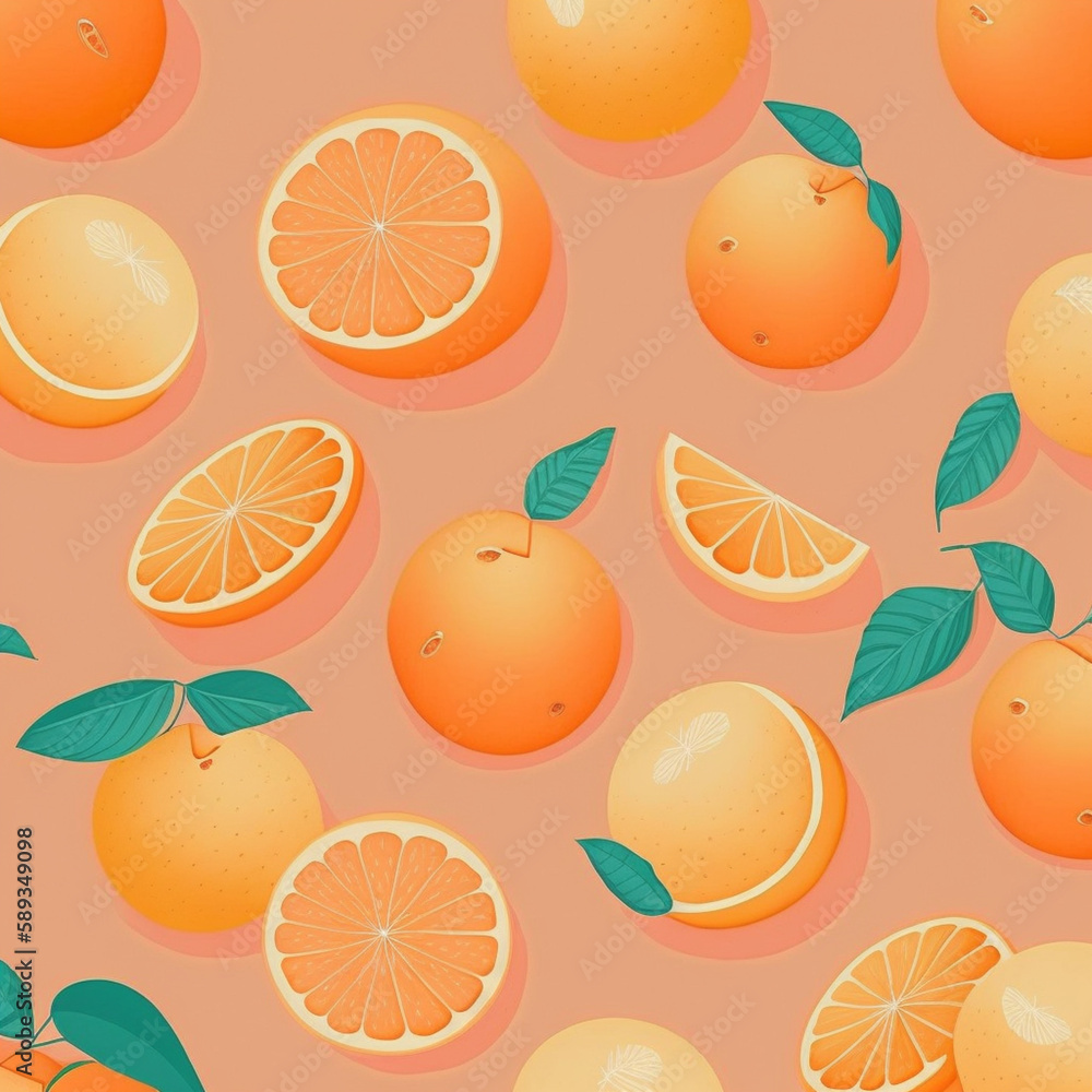 Ilustração de fundo pastel laranja padrão de fruta. Ilustração de fundo pastel laranja padrão de fruta.