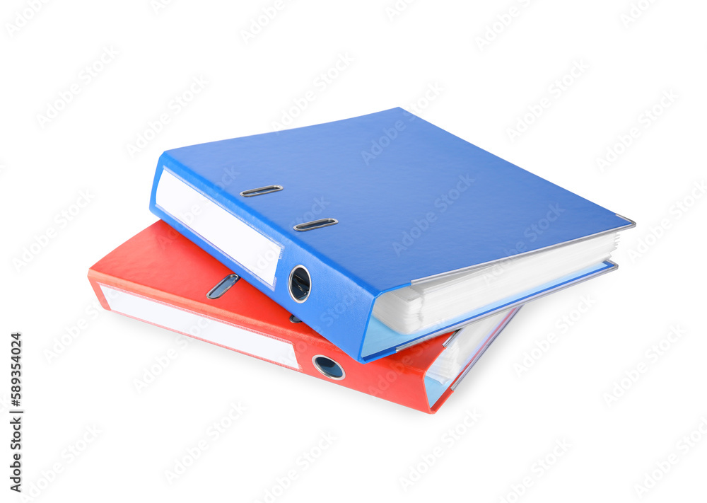 Red and blue office folders isolated on white Red and blue office folders isolated on white
