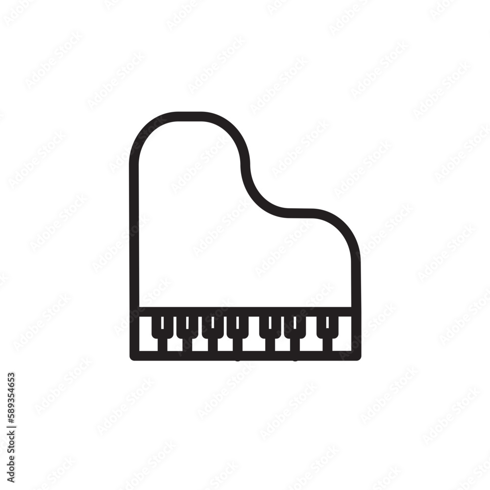 Grand Piano Keys Outline Icon Stock Vector | Adobe Stock