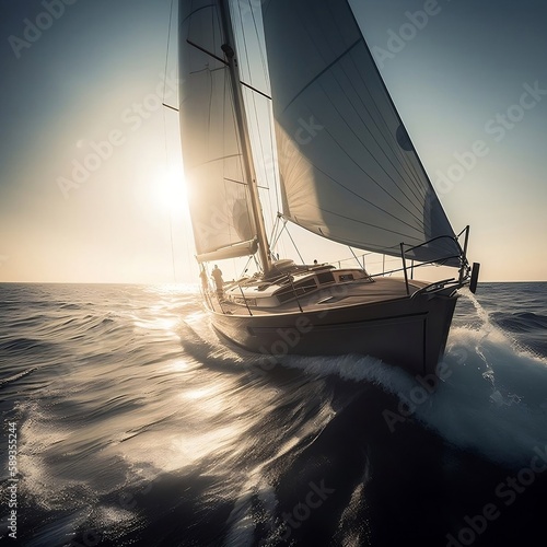 Sailing the Waves: An Up Close View of a Majestic Sailboat on the Ocean