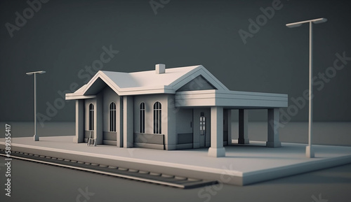 Minimalist Train Station, Generative AI © Giantdesign